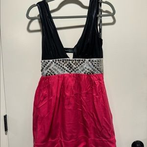 Black and pink party dress with embellishments